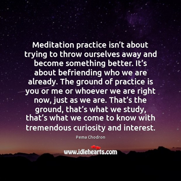 Meditation practice isn’t about trying to throw ourselves away and become Pema Chodron Picture Quote