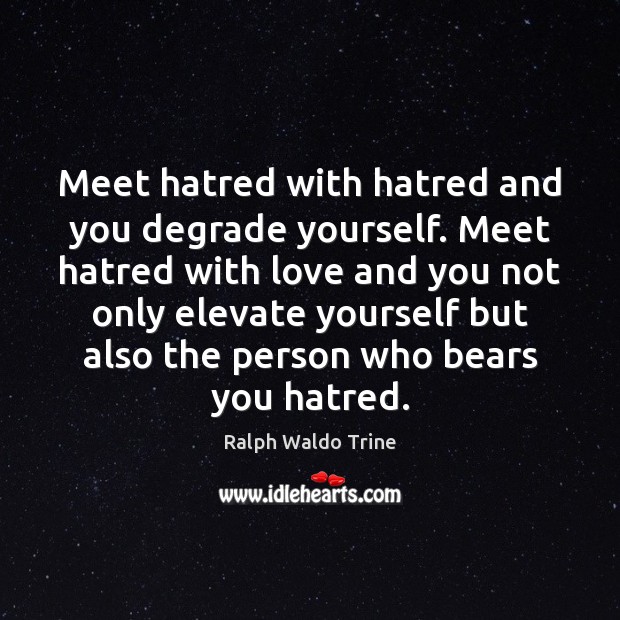Meet hatred with hatred and you degrade yourself. Meet hatred with love Image