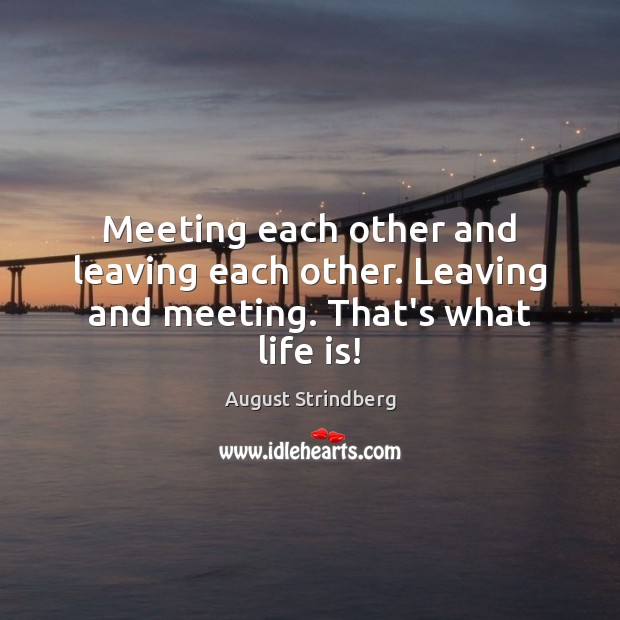 Meeting each other and leaving each other. Leaving and meeting. That’s what life is! August Strindberg Picture Quote
