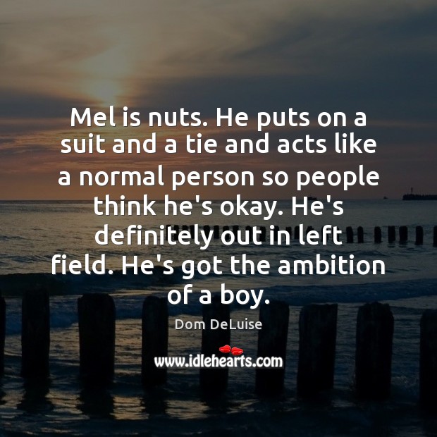 Mel is nuts. He puts on a suit and a tie and Dom DeLuise Picture Quote
