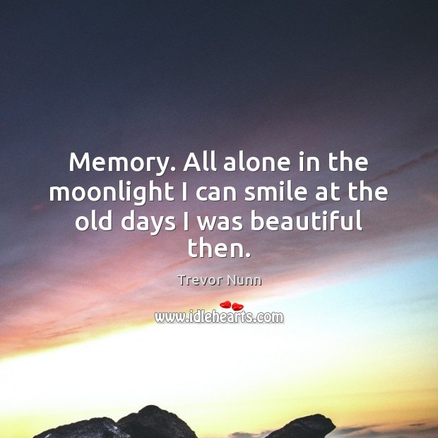 Memory. All alone in the moonlight I can smile at the old days I was beautiful then. Image