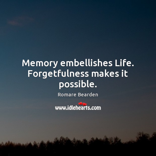 Memory embellishes Life. Forgetfulness makes it possible. Image