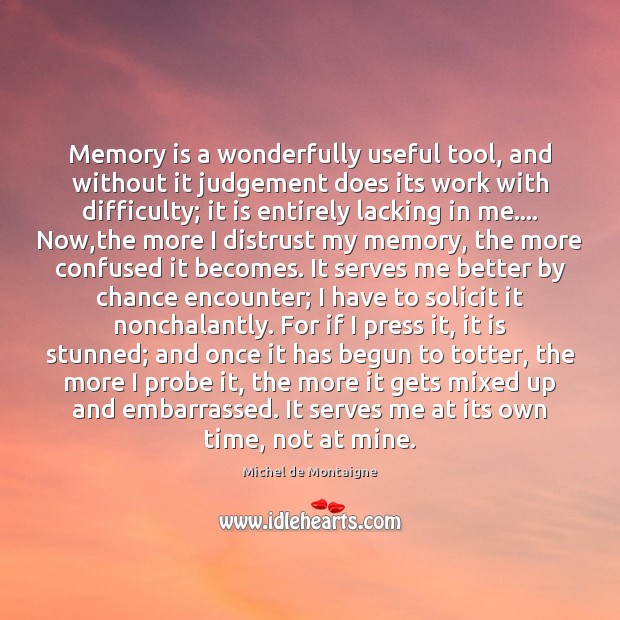 Memory is a wonderfully useful tool, and without it judgement does its Chance Quotes Image