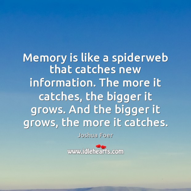 Memory is like a spiderweb that catches new information. The more it Joshua Foer Picture Quote