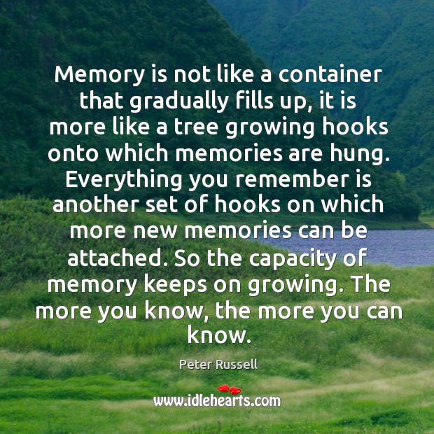 Memory is not like a container that gradually fills up, it is Peter Russell Picture Quote