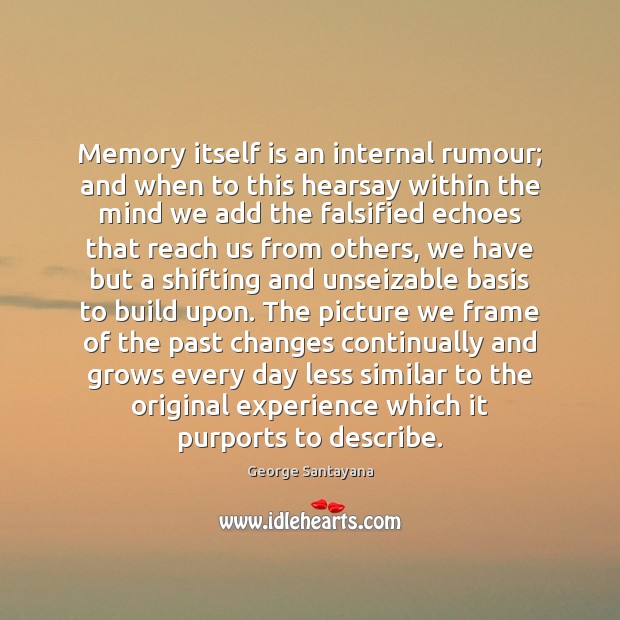 Memory itself is an internal rumour; and when to this hearsay within Image