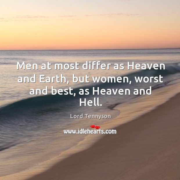 Men at most differ as heaven and earth, but women, worst and best, as heaven and hell. Alfred Picture Quote