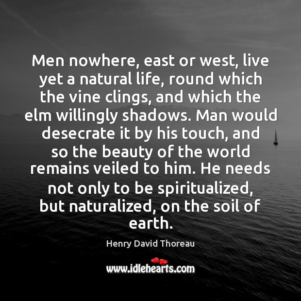 Men nowhere, east or west, live yet a natural life, round which Henry David Thoreau Picture Quote