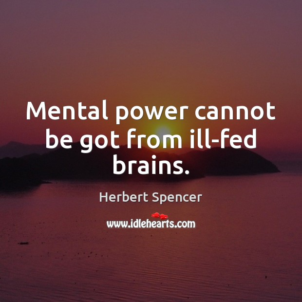 Mental power cannot be got from ill-fed brains. Herbert Spencer Picture Quote