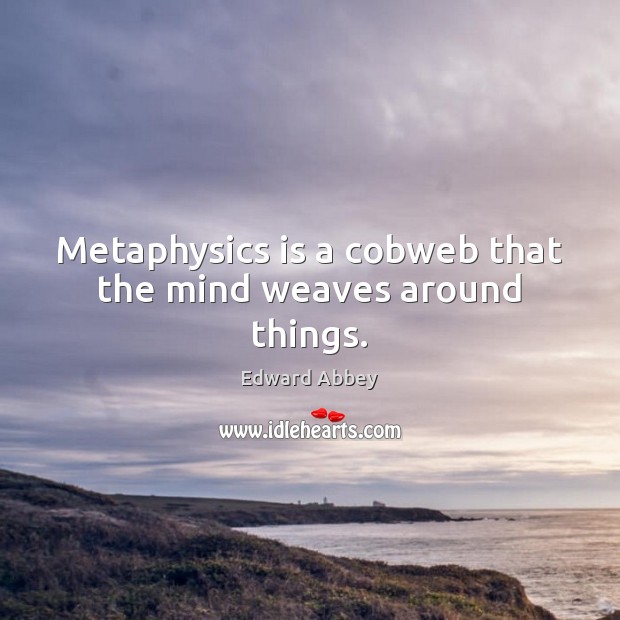 Metaphysics is a cobweb that the mind weaves around things. Edward Abbey Picture Quote