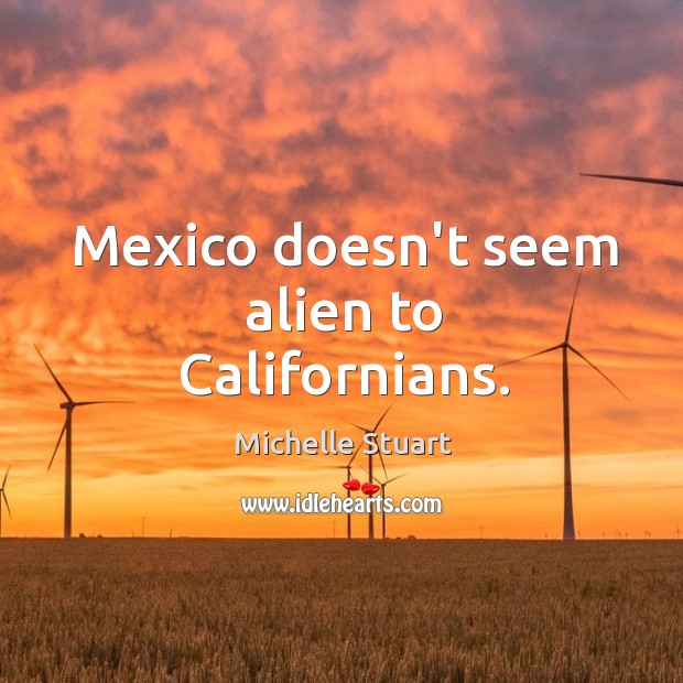 Mexico doesn’t seem alien to Californians. Michelle Stuart Picture Quote
