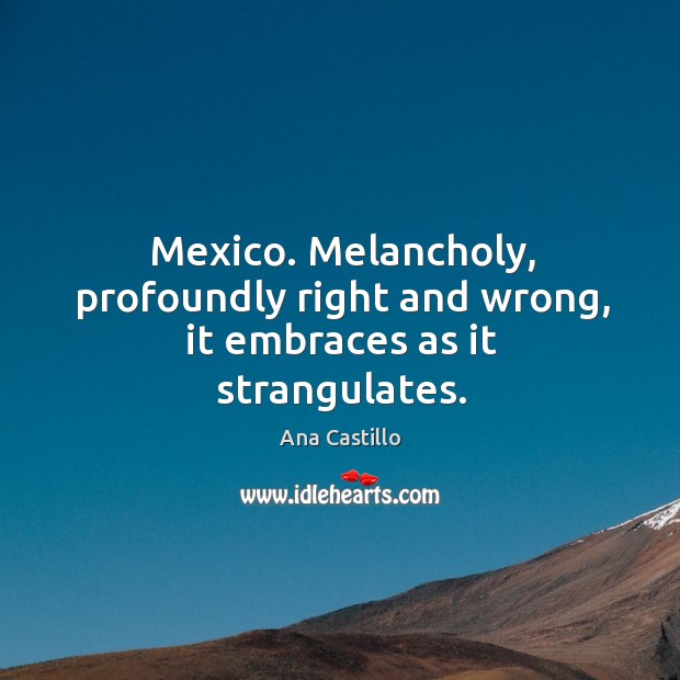 Mexico. Melancholy, profoundly right and wrong, it embraces as it strangulates. Image