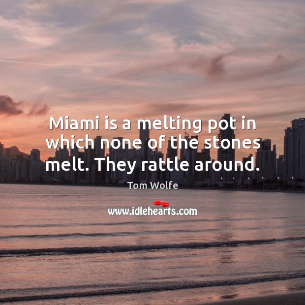 Miami is a melting pot in which none of the stones melt. They rattle around. Image