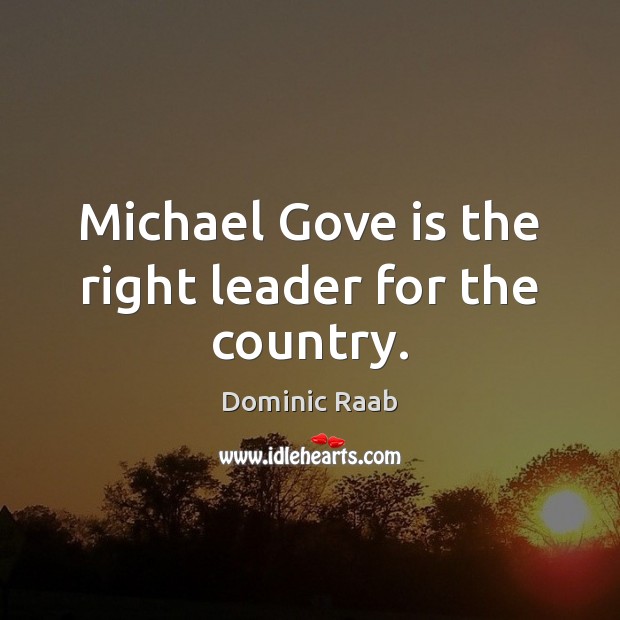 Michael Gove is the right leader for the country. Dominic Raab Picture Quote