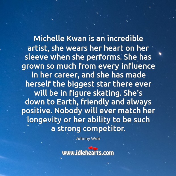 Michelle Kwan is an incredible artist, she wears her heart on her Image