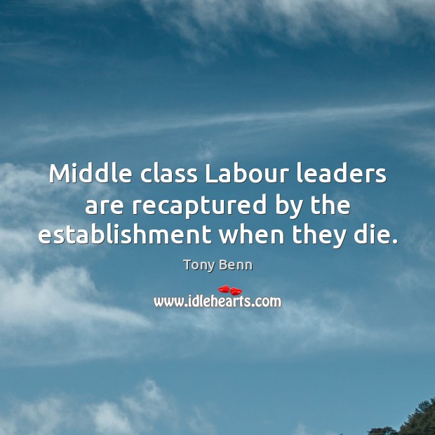 Middle class Labour leaders are recaptured by the establishment when they die. Tony Benn Picture Quote