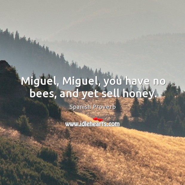 Miguel, miguel, you have no bees, and yet sell honey. Image