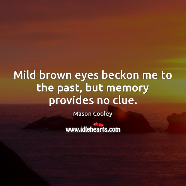 Mild brown eyes beckon me to the past, but memory provides no clue. Mason Cooley Picture Quote
