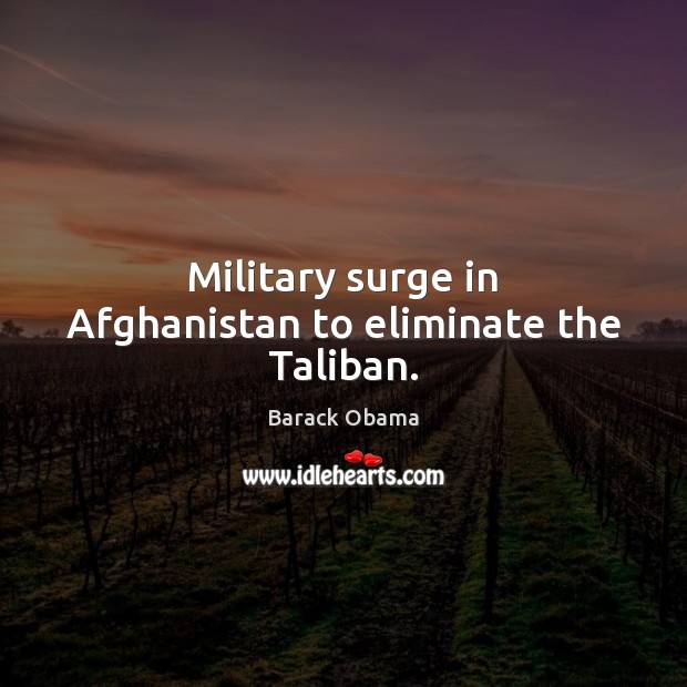 Military surge in Afghanistan to eliminate the Taliban. Image