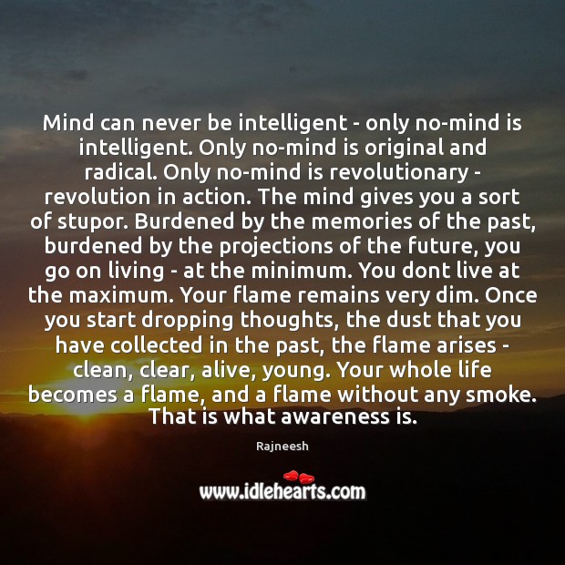 Mind can never be intelligent – only no-mind is intelligent. Only no-mind 