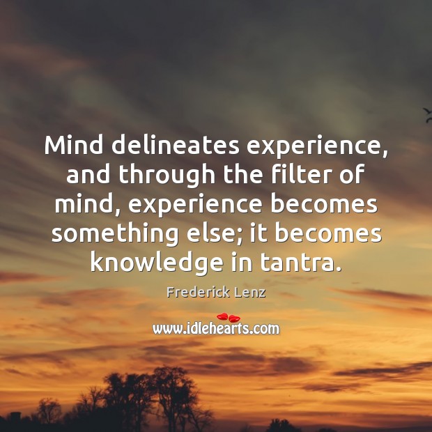 Mind delineates experience, and through the filter of mind, experience becomes something 