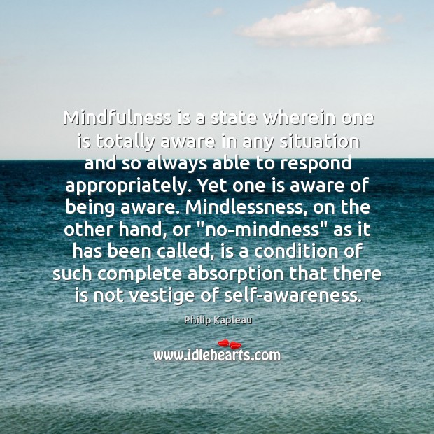 Mindfulness is a state wherein one is totally aware in any situation Image