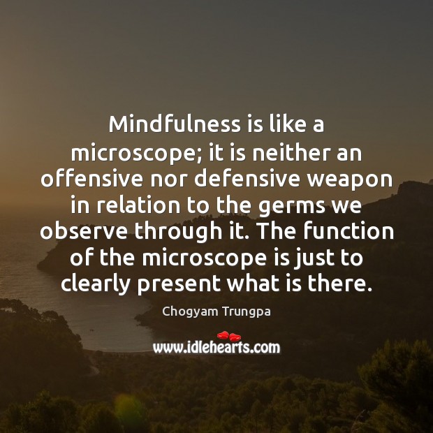 Mindfulness is like a microscope; it is neither an offensive nor defensive Image