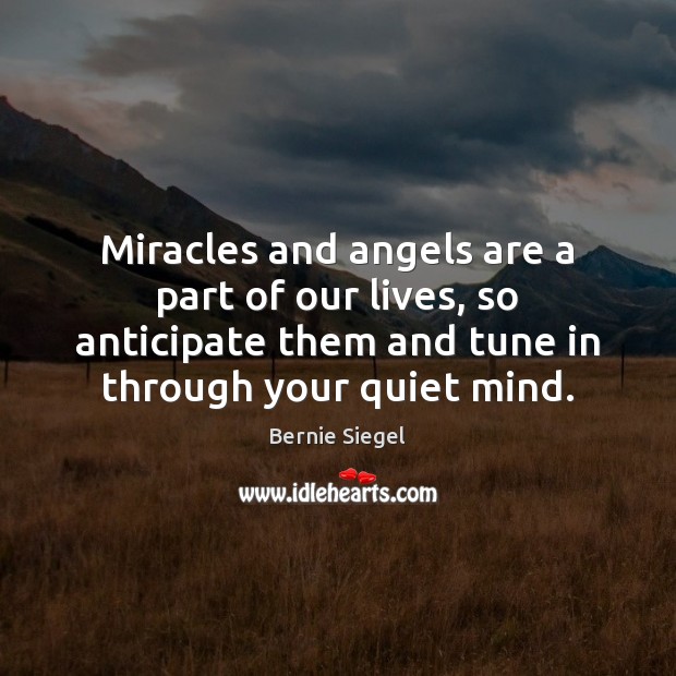 Miracles and angels are a part of our lives, so anticipate them Bernie Siegel Picture Quote