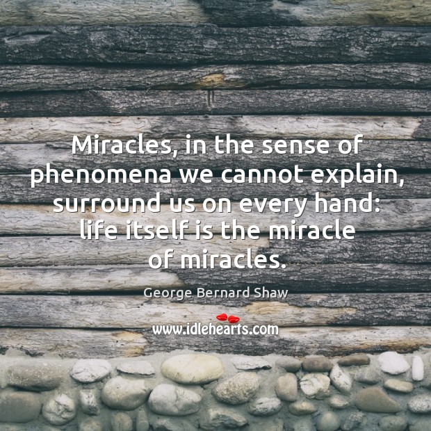 Miracles, in the sense of phenomena we cannot explain, surround us on every hand: life itself is the miracle of miracles. Image