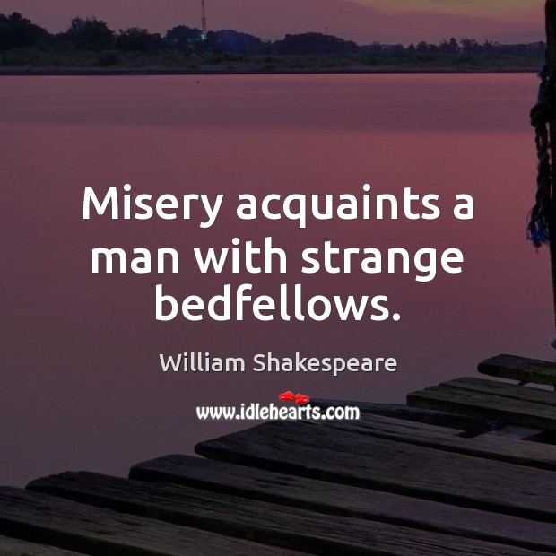 Misery acquaints a man with strange bedfellows. Image