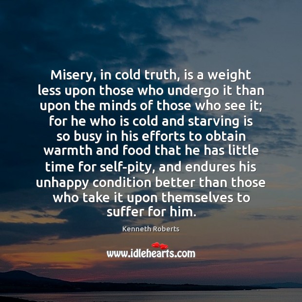Misery, in cold truth, is a weight less upon those who undergo Kenneth Roberts Picture Quote