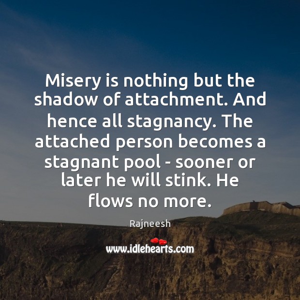 Misery is nothing but the shadow of attachment. And hence all stagnancy. Image
