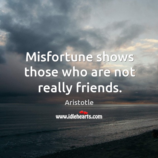 Misfortune shows those who are not really friends. Aristotle Picture Quote
