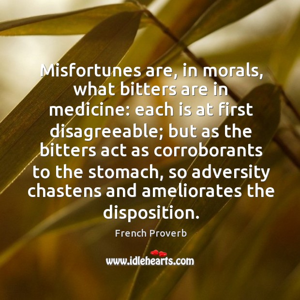 Misfortunes are, in morals, what bitters are in medicine: Image