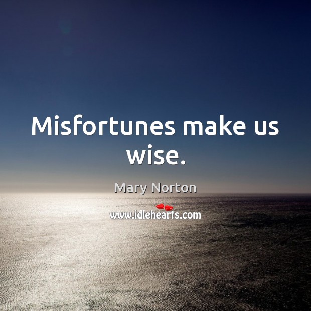 Misfortunes make us wise. Mary Norton Picture Quote
