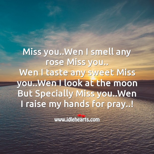 Miss you..wen I smell any rose miss you.. Missing You Messages Image
