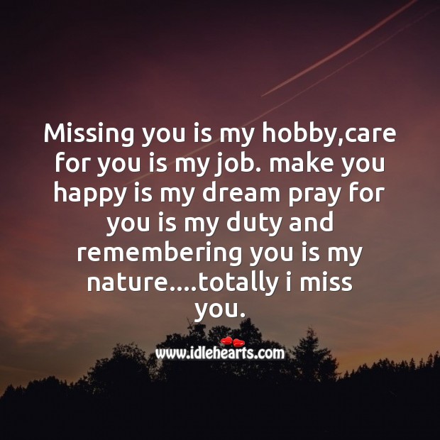 Missing you is my hobby Missing You Messages Image