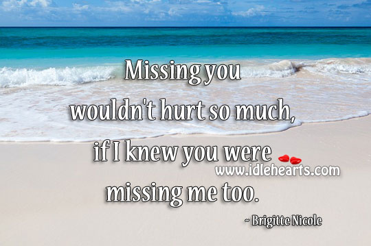 Missing you wouldn’t hurt so much Brigitte Nicole Picture Quote