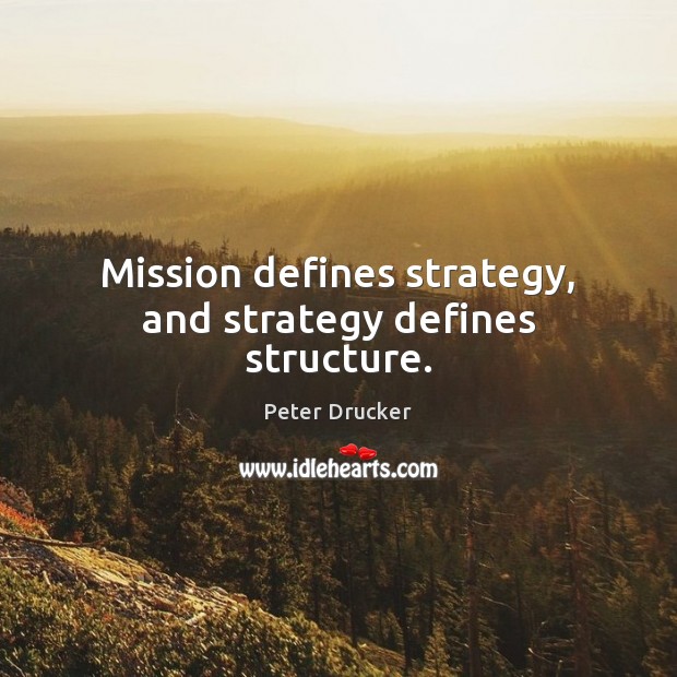 Mission defines strategy, and strategy defines structure. Image
