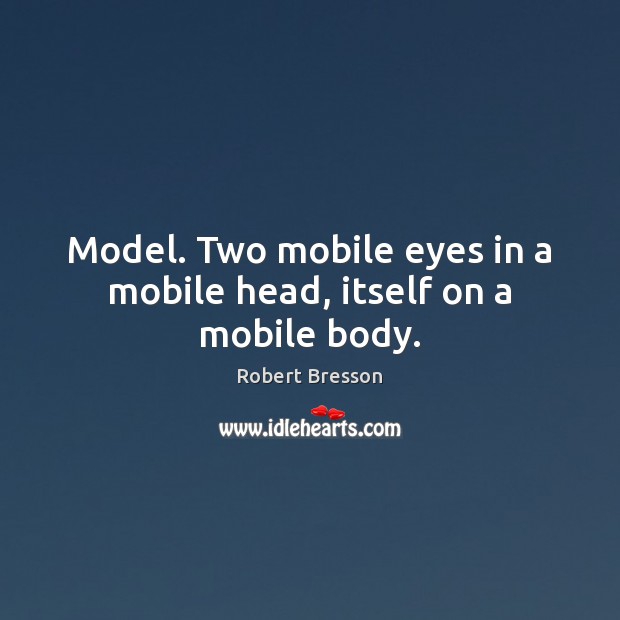 Model. Two mobile eyes in a mobile head, itself on a mobile body. Image