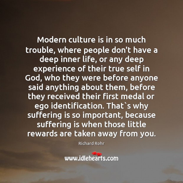 Modern culture is in so much trouble, where people don’t have a Richard Rohr Picture Quote