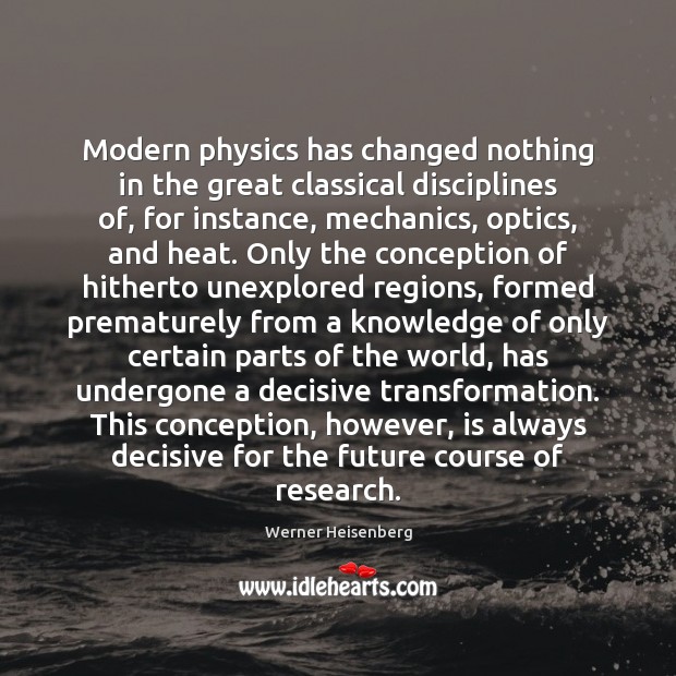 Modern physics has changed nothing in the great classical disciplines of, for Werner Heisenberg Picture Quote
