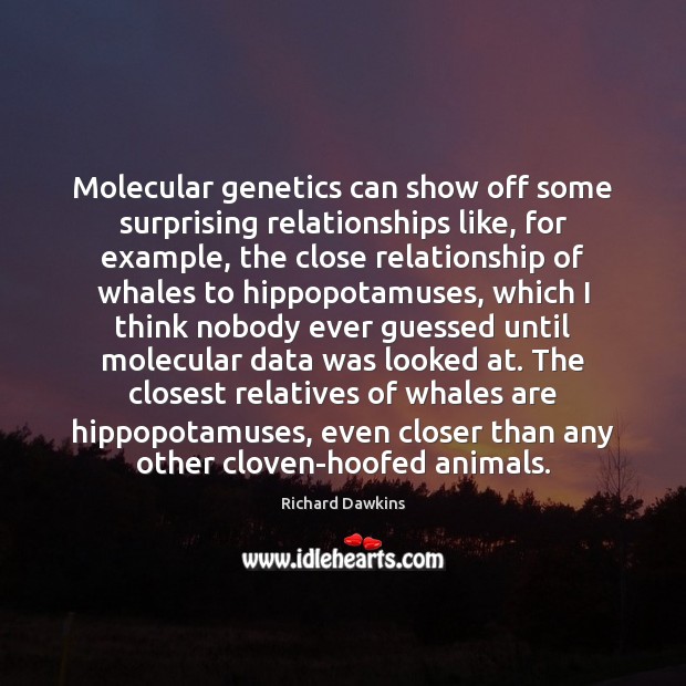 Molecular genetics can show off some surprising relationships like, for example, the Richard Dawkins Picture Quote