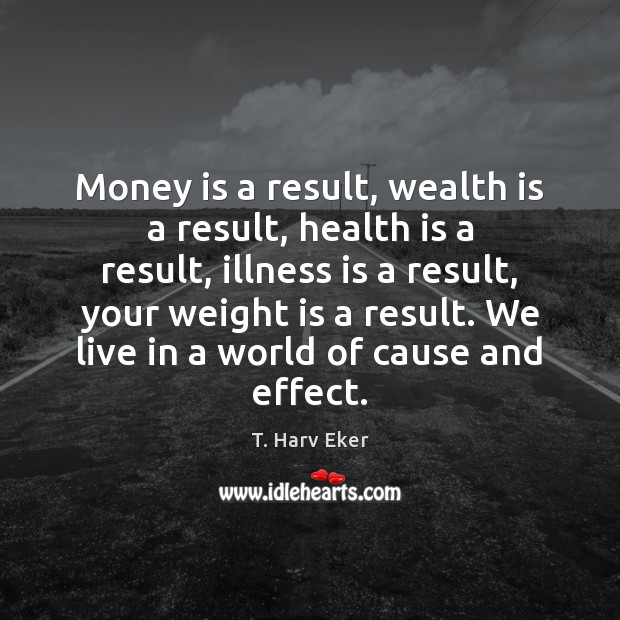 Money is a result, wealth is a result, health is a result, T. Harv Eker Picture Quote