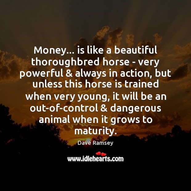 Money… is like a beautiful thoroughbred horse – very powerful & always in Image