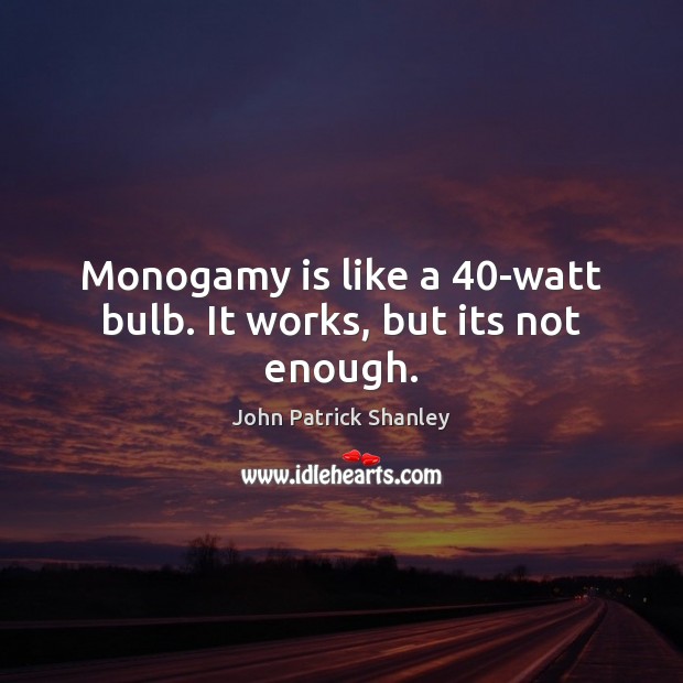 Monogamy is like a 40-watt bulb. It works, but its not enough. John Patrick Shanley Picture Quote