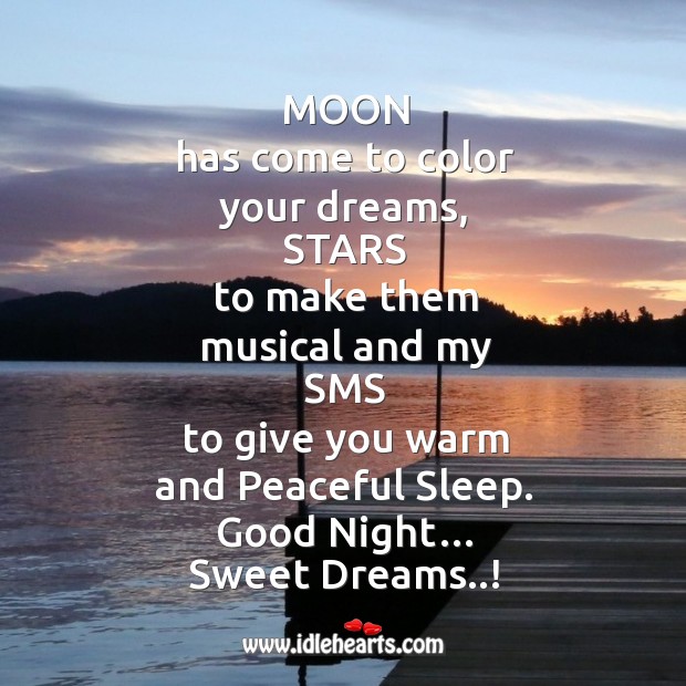 Moon has come to color Good Night Messages Image