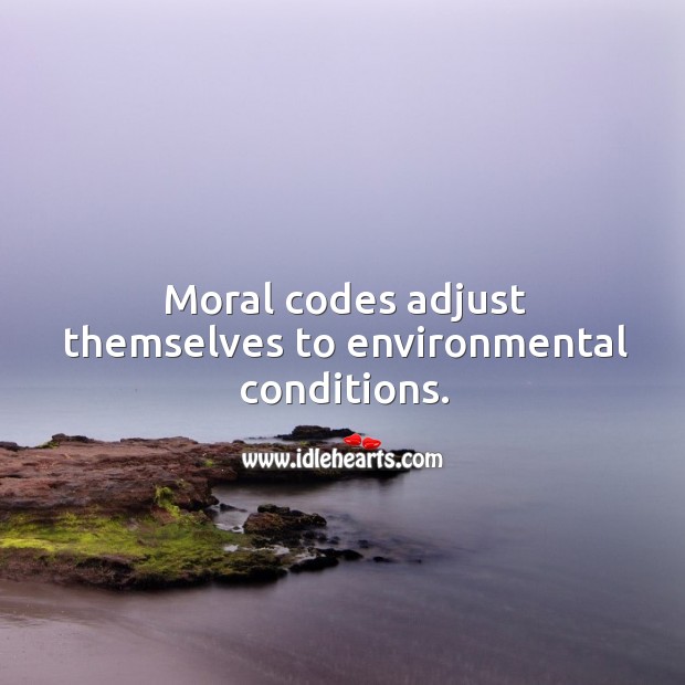 Moral codes adjust themselves to environmental conditions. Image