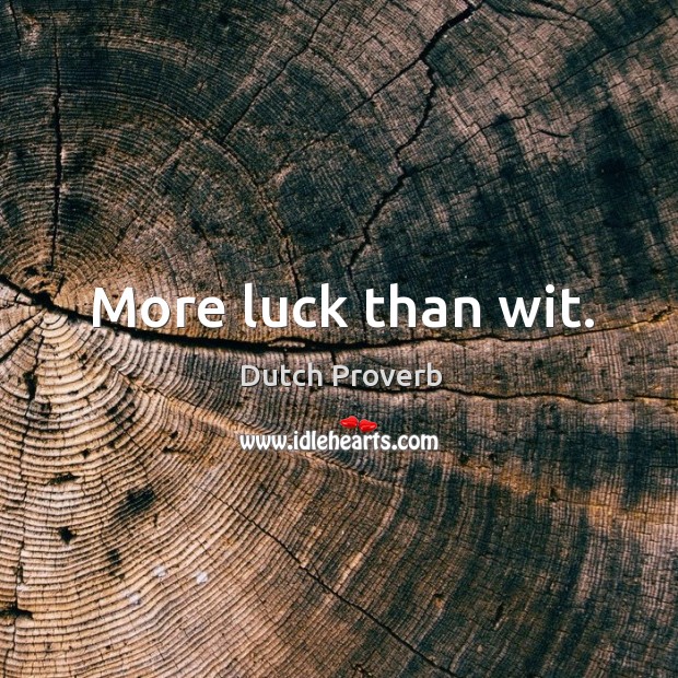 More luck than wit. Dutch Proverbs Image