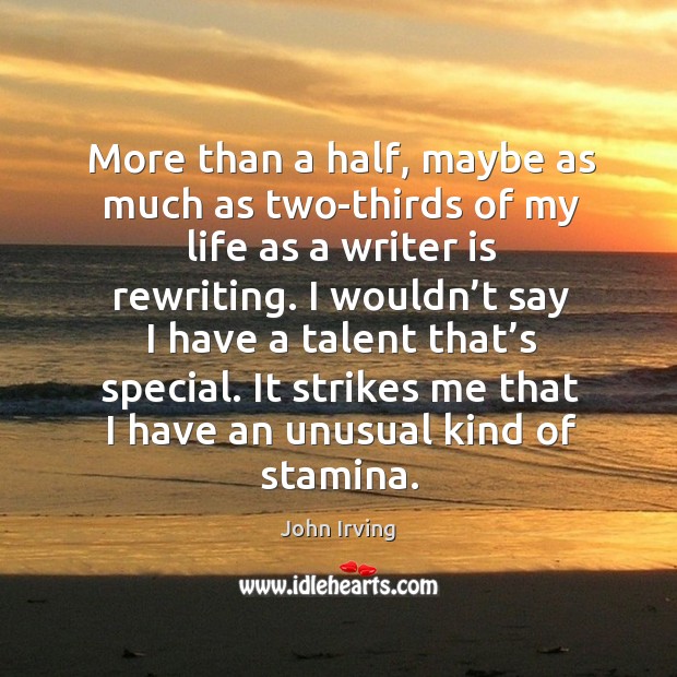 More than a half, maybe as much as two-thirds of my life as a writer is rewriting. Image